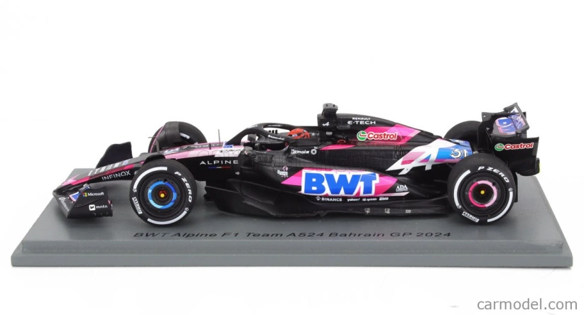 Spark-model Alpine F1 A524 Team Bwt Alpine N 31 Bahrain Gp 2024 Esteban Ocon 1:43 Černá Modrá Růžová