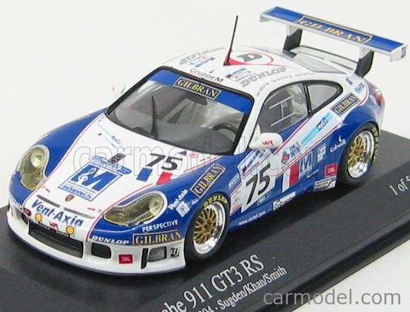 Minichamps Porsche 911 996 Gt3rs N 75 24h Le Mans 2004 Sugden - Khan - Smith 1:43 bielo modrá
