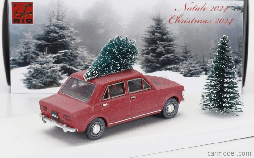 Rio-models Fiat 128 1-series 1969 - Vianočná edícia 2024 - Con Babbo Natale - S figúrkou Santa Clausa 1:43 Červená