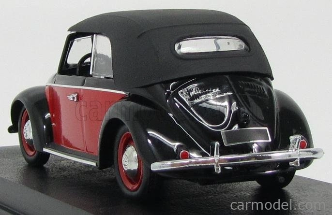 Rio-models Volkswagen Beetle Cabriolet Uzavretý Karmann 1949 1:43 Červená čierna