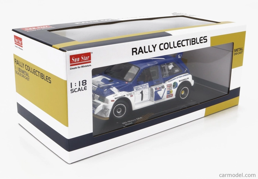 Sun-star Austin Mg Metro 6r4 N 1 Winner Rally Manx International 1986 T.pond - R.arthur 1:18 Blue White