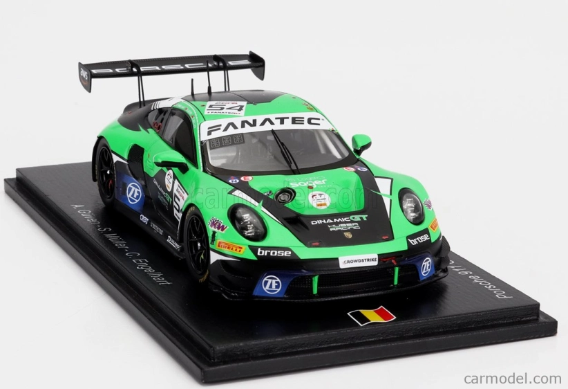 Spark-model Porsche 911 992 Gt3 R Team Huber Racing N 54 24h Spa 2023 A.guven - S.muller - C.engelhart 1:43 Green Black