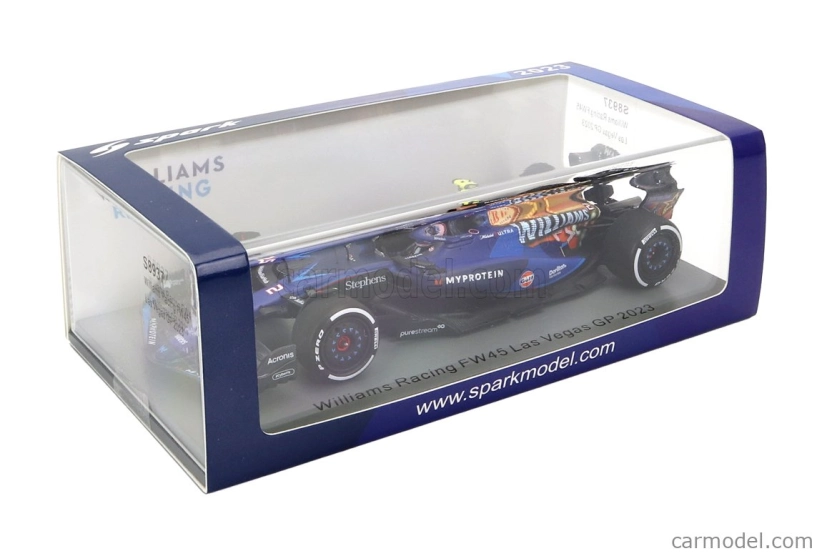 Spark-model Williams F1  Fw45 Team Williams Racing Gulf N 2 Las Vegas Usa Gp 2023 Logan Sargeant 1:43 Modrá Černá Zlatá