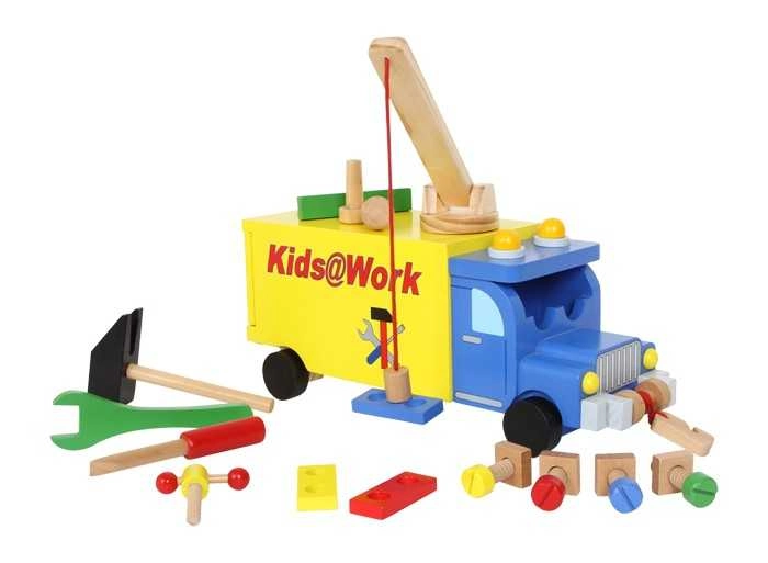 Small Foot Dřevěné auto s nářadím nákladní vůz Kids@work