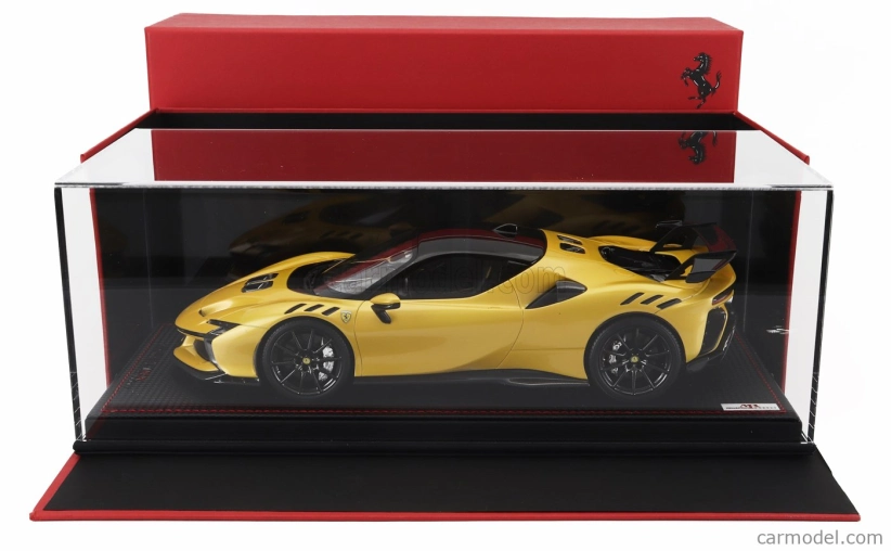 Mr-models Ferrari Sf90 Xx Stradale 2024 - Con Vetrina - With Showcase 1:18 Giallo Tristrato - Žlutá S Černou