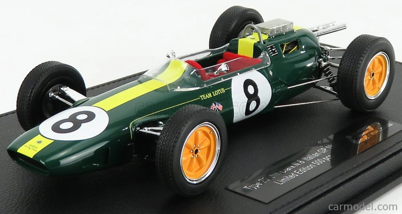 Gp-replicas Lotus F1 Climax 25 N 8 World Champion Winner Italy Gp 1963 Jim Clark - Con Vetrina - With Showcase 1:18 Zelená Žlutá