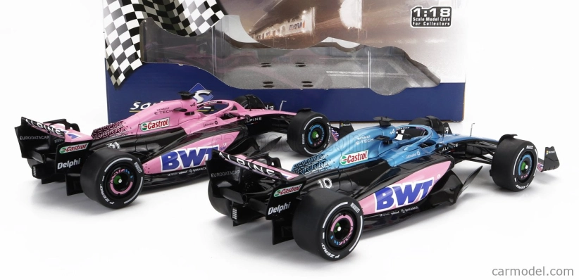 Solido Renault Set 2x F1 A523 Team Bwt Alpine Press Launch Livery N 10 Pierre Gasly - N 31 Esteban Ocon 2023 1:18 Modrá čierna ružová