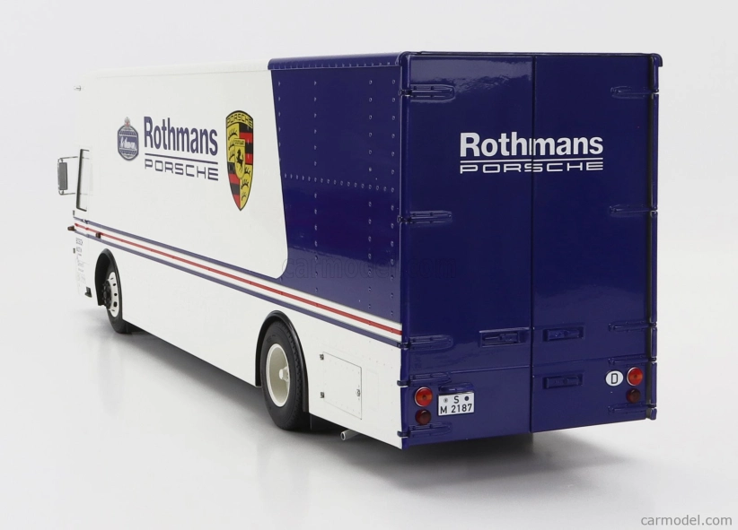 Schuco Mercedes benz O317 Truck Car Transporter Porsche Rothmans 1984 1:18 Bílá Modrá