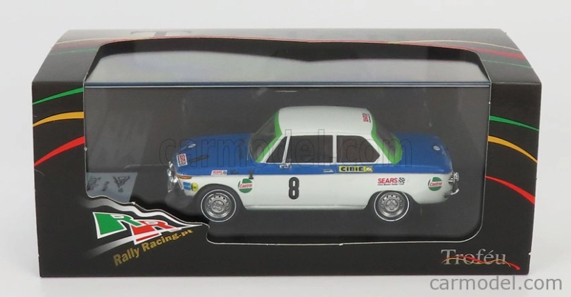Trofeu BMW 2002 Ti (nočná verzia) N 8 Rally Acropolis 1972 T.fall - M.wood 1:43 Bielo modrá