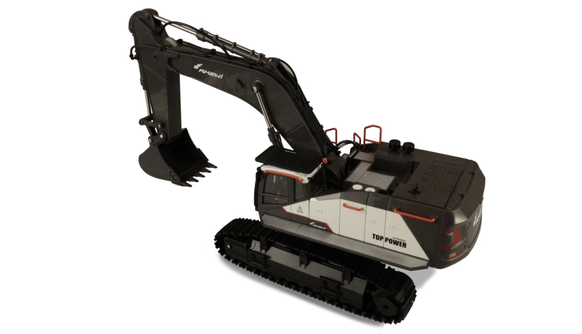 RC pásový profi bagr s kovovou lžící ACV 730, bílá