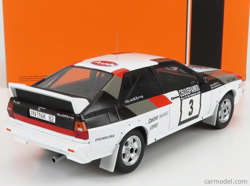 Ixo-models Audi Quattro N 3 Rally 1000 Lakes 1982 H.mikkola - A.hertz 1:18 Bielo-šedo-červená