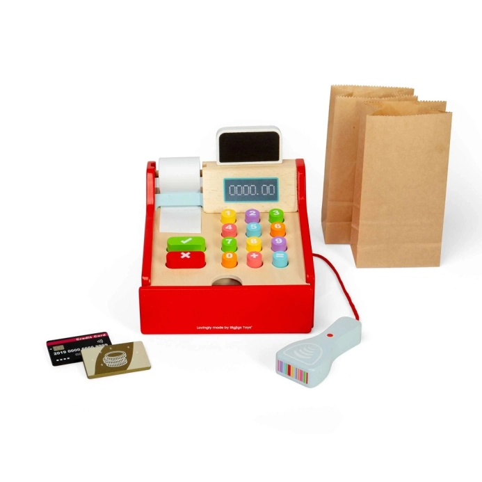 Bigjigs Toys Dětská dřevěná pokladna