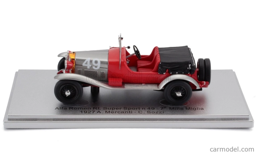 Kess-model Alfa romeo Rl Super Sport N 49 7th Mille Miglia 1927 Arturo Mercanti - Carlo Sozzi 1:43 Červená Strieborná Čierna
