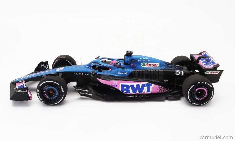 Minichamps Alpine F1 A523 Team Bwt Alpine N 31 9th Miami Gp With Pit Board 2023 Esteban Ocon 1:18 Blue Black Pink