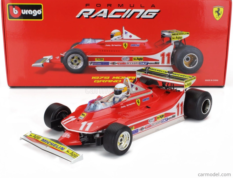 Bburago Ferrari F1 312t4 Short Tail N 11 Winner Monaco Gp Jody Scheckter (with Pilot) 1979 World Champion 1:18 Red