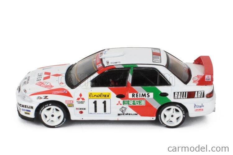Tarmac Mitsubishi Lancer Gsr Evolution Ii N 11 4th Rally Montecarlo 1995 Timo Makinen - Seppo Harjanne 1:64 Biela červená zelená