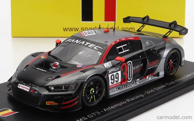 Spark-model Audi R8 Lms Gt3 Team Attempto Racing N 99 2nd Silver Cup Class 24h Spa 2022 M.zug - J.puhakka - N.scholl - A.aka 1:43 Černá Červená