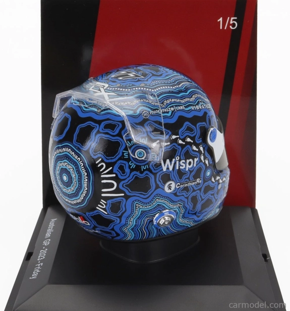 Spark-model Bell helmet F1 Casco Helmet Alfa Romeo C43 Team Stake N 77 Australian Gp 2023 Valtteri Bottas 1:5 2 Tóny Modré Černé