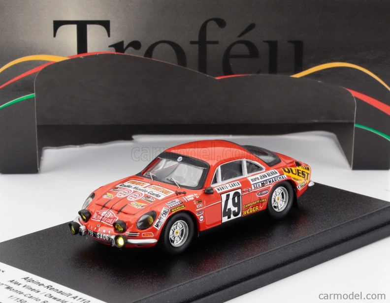Trofeu Renault Alpine A110 Coupe N 49 Rally Montecarlo 1973 Alex Vineis - Oswald Peri 1:43 Red