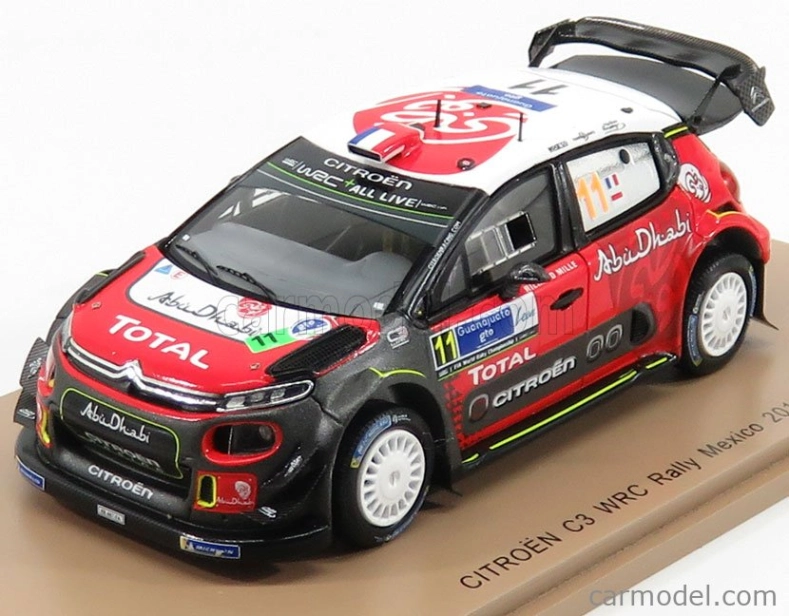 Spark-model Citroen C3 Wrc Team Citroen Total Abu Dhabi Wrt N 11 Rally Mexico 2018 S.loeb - D.elena 1:43 Červená čierna biela