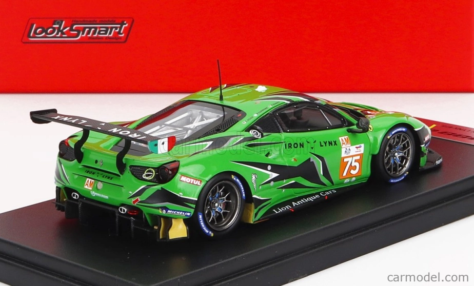 Looksmart Ferrari 488 Gte Evo 3.9l Turbo V8 Team Iron Lynx N 75 1:43, zelená