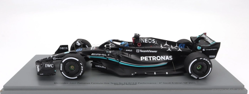 Spark-model Mercedes gp F1 W14 Team Mercedes-amg Petronas Formula One N 63 Season 2023 George Russel 1:18 Matt Black