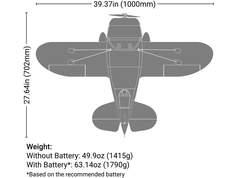 E-flite Gee Bee R-2 1.0m AS3X+ SAFE Select BNF Basic