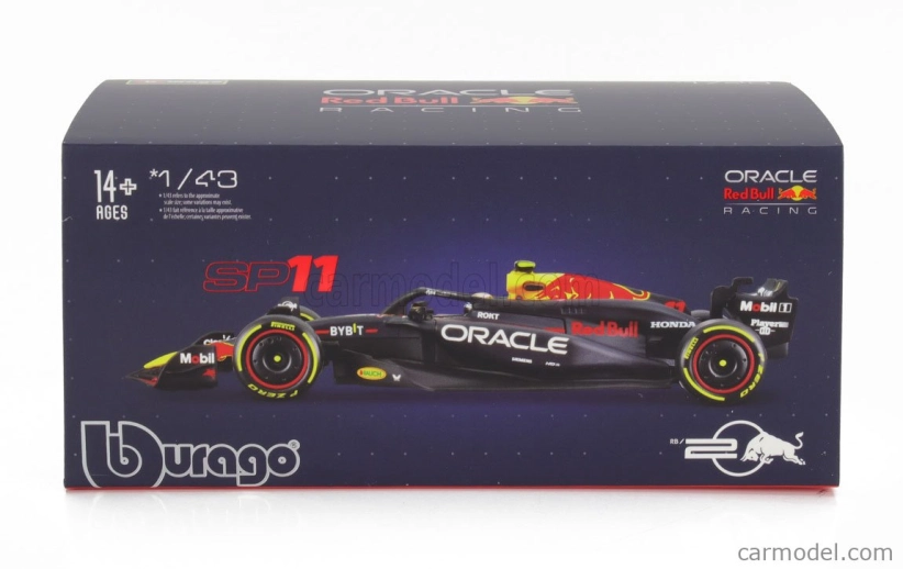 Bburago Red bull F1  Rb20 Team Oracle Red Bull Racing N 11 Season 2024 Sergio Perez - With Pilot And Showcase 1:43 Modrá Žlutá Červená