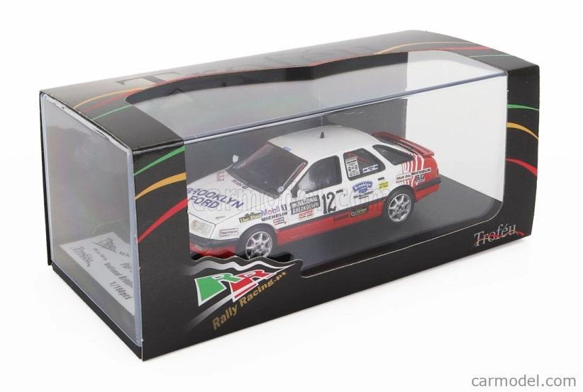 Trofeu Ford england Sierra Xr 4x4 (nočná verzia) N 12 Rally National Breakdown 1987 Phil Collins - Brian Thomas 1:43 Biela červená