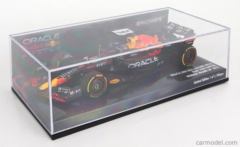 Minichamps Red bull F1 Rb18 Team Oracle Red Bull Racing N 1 Majster sveta Miami Gp 2022 Max Verstappen 1:43 Matná modrá žltá červená