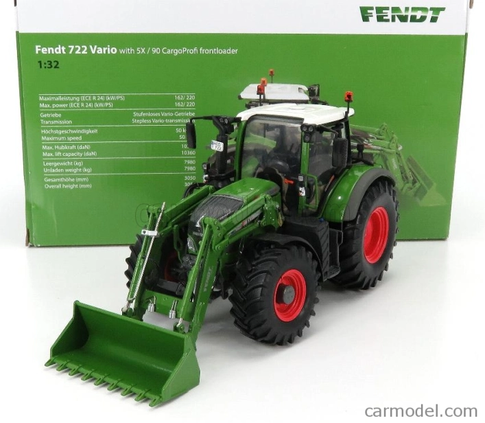 Universal hobbies Fendt 722 Vario Traktor s čelným nakladačom 5 X 90 Cargoprofi 2016 1:32 Zelená biela červená