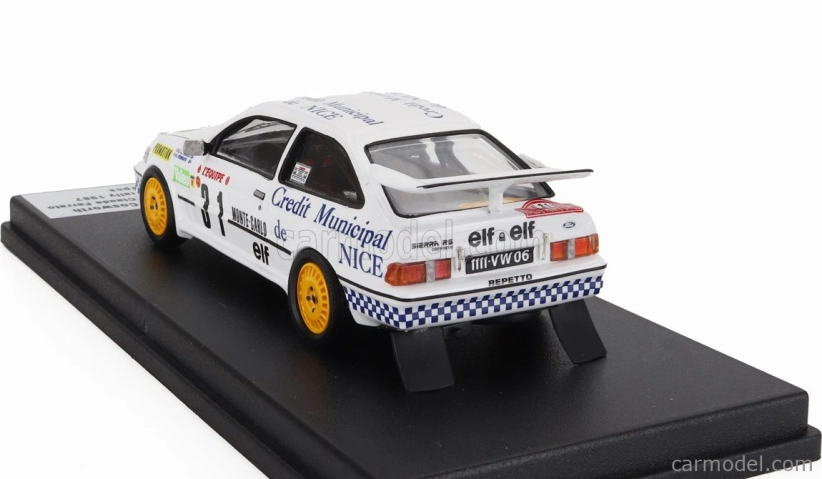 Trofeu Ford england Sierra Rs Cosworth N 31 Rally Montecarlo 1987 Christian Gardavot - Claude Ferrato 1:43 Bílá