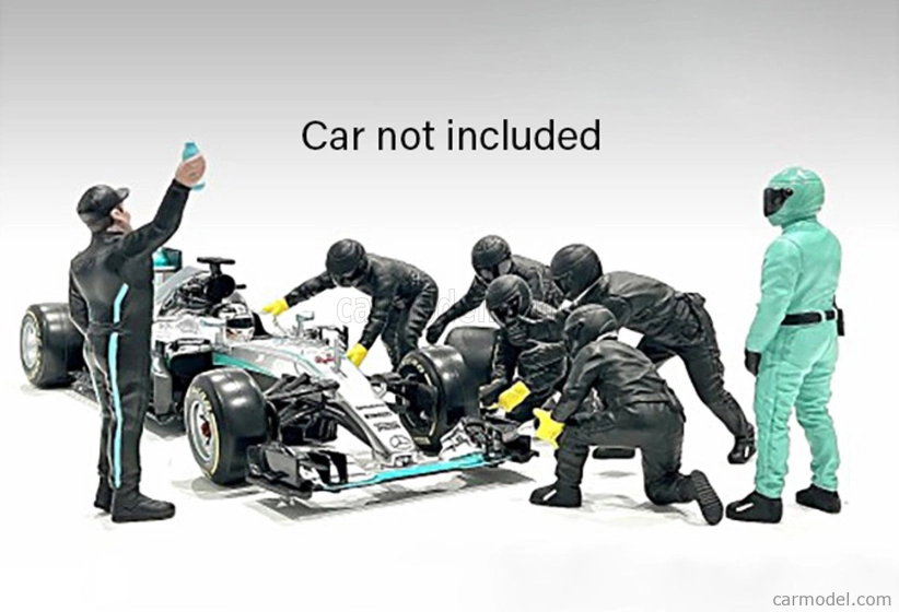 Americké diorámy Figúrky F1 Set 2 2022 - Dioráma Pit-stop Set 7 X Meccanici - Mechanics - With Decals 1:18 Black Green