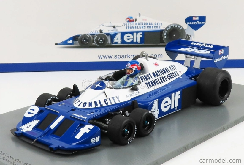 Spark-model Tyrrell F1 P34 Elf N 4 2nd Canada Gp 1977 P.depailler 1:18 Modrá Bílá