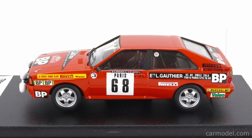 Trofeu Audi Quattro (nočná verzia) N 68 Rally Montecarlo 1982 Guy Chasseuil - Christian Baron 1:43 Červená