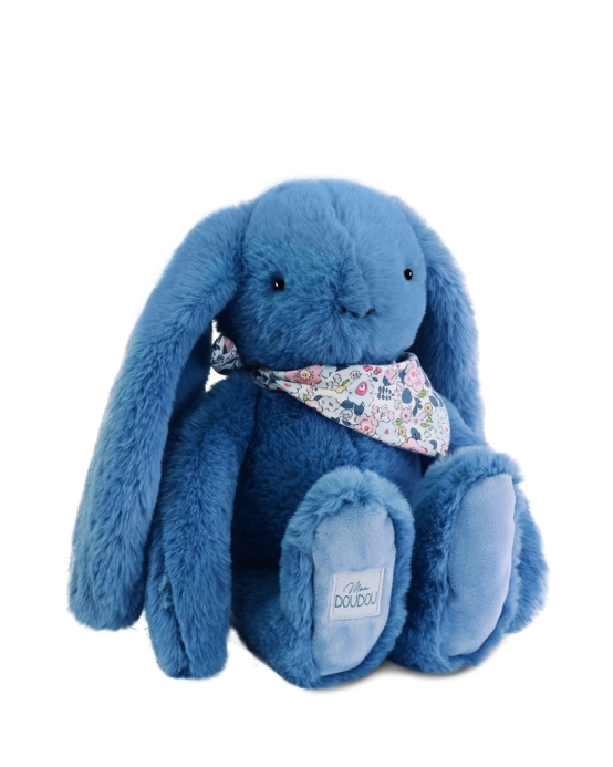 Doudou Plyšový králik so šatkou modrý 35 cm
