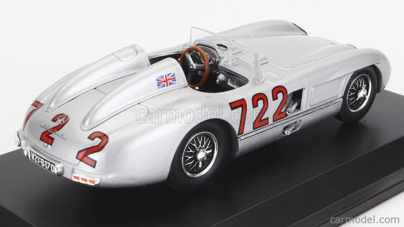 Edicola Mercedes benz 300 Slr Spider N 722 Winner Mille Miglia 1955 Stirling Moss - Denis Jenkinson 1:43 Silver