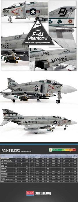 Model Kit lietadlo 12356 - USMC F-4J Phantom II "VMFA-333 Fighting Shamrocks" (1:48)