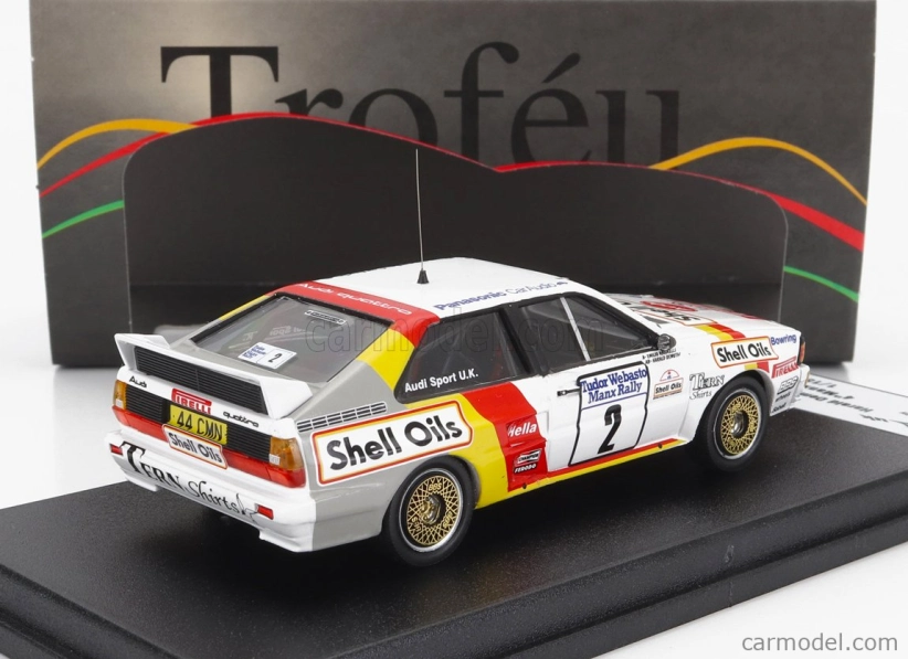 Trofeu Audi Quattro Sport N 2 Manx Isle Of Man Rally 1985 H.demuth - E.radaelli 1:43 Biela červená žltá