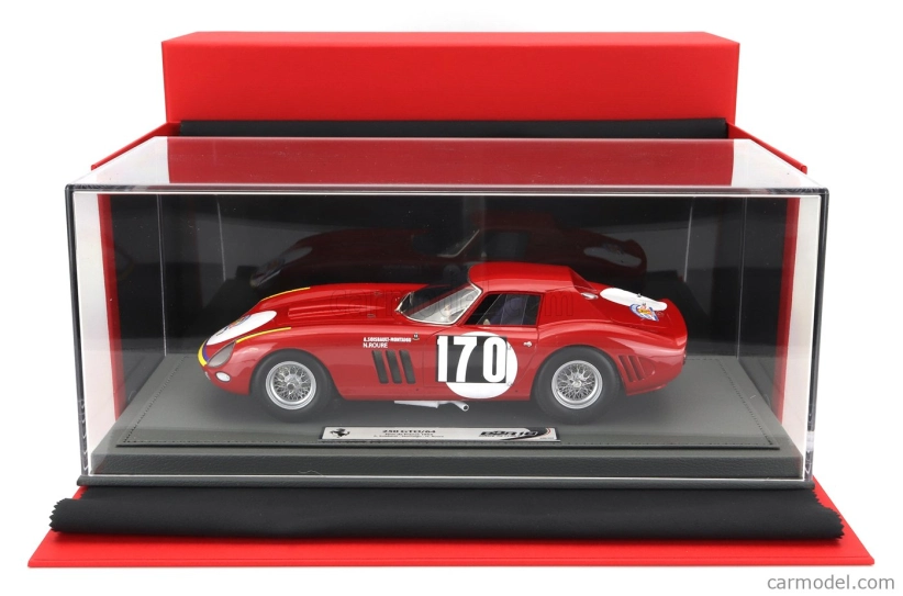 Bbr-models Ferrari 250 Gto Coupe N 170 Tour De France 1964 Annie Soisbault - Nicole Roure - Con Vetrina - With Showcase 1:18 Red