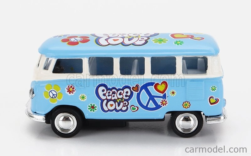 Kinsmart Volkswagen T1 Samba Minibus Flower 1962 - bez krabice 1:64 Svetlomodrá