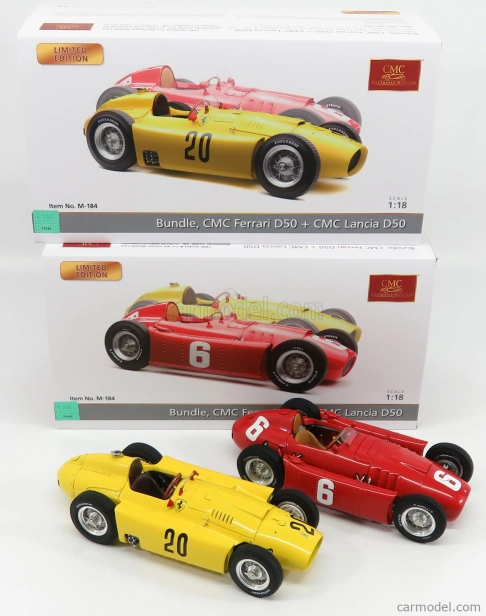 Cmc Ferrari F1 Set 2x Lancia D50 N 20 6. Gp Belgicka 1956 A.pilette + D50 N 6 Winner Gp Torino 1955 A.ascari 1:18 Červená Žltá