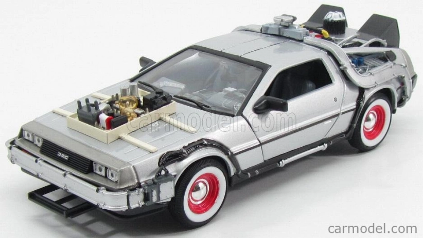 Welly De lorean Set 3 X Time Machine - Back To The Future 1 - 2 - 3 - Ritorno Al Futuro 1 - 2 - 3 1:24 Silver
