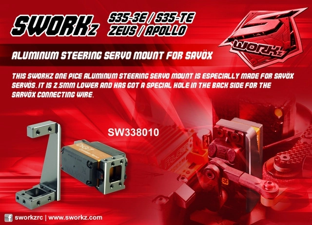 SWORKz hlíníkový držák serva řízení, SAVÖX, 1 ks.