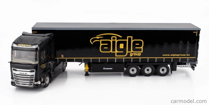 Eligor DAF Xg Truck Cassonato Remorque Tautliner Aigle Group 2022 1:43 Black Yellow