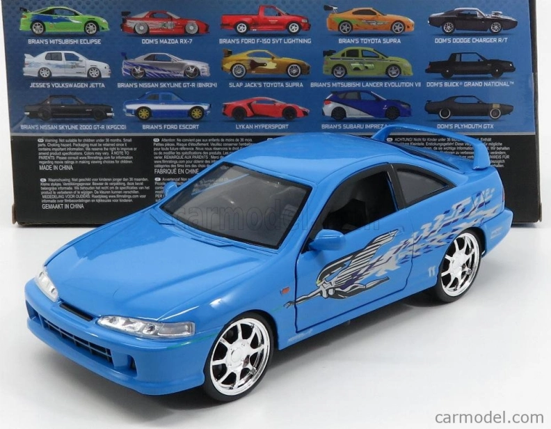 Jada Honda Mia's Acura Integra Type R 1995 - Fast & Furious 1:24 Světle Modrá