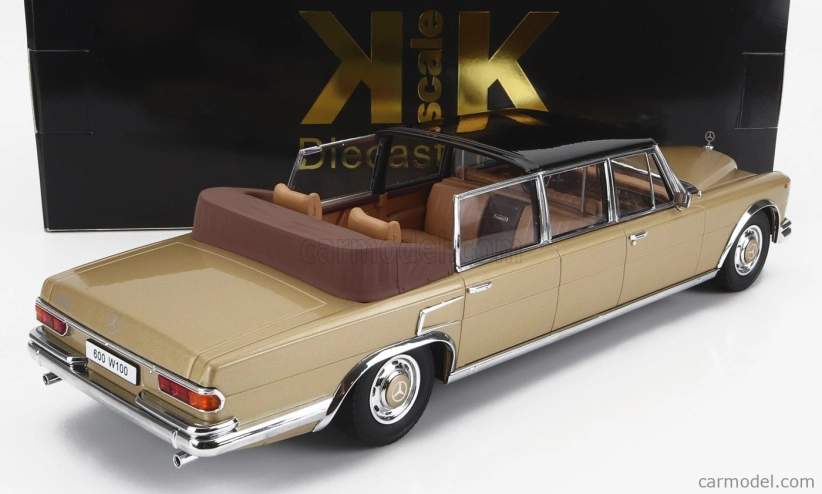 Kk-scale Mercedes benz S-class 600 Pullman (w100) Landaulet Semiconvertible 1964 1:18 Gold Met Black