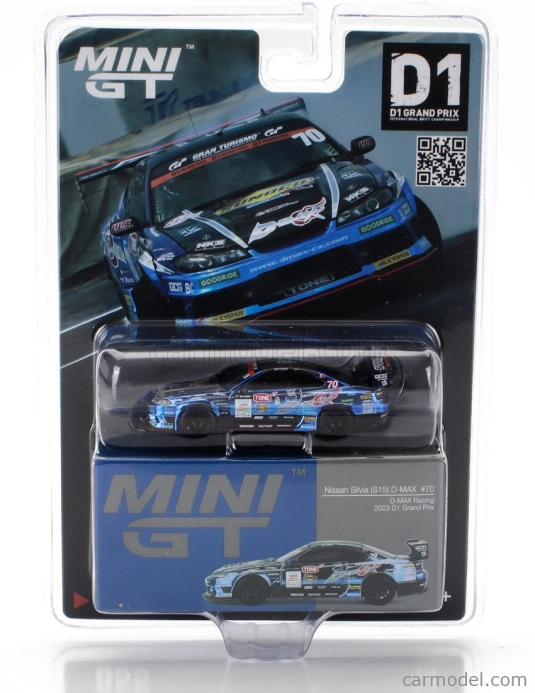 Mini-gt Nissan Silvia (s15) Team D-max Racing N 70 Grand Prix Rhd 2023 Masashi Yoshi 1:64 Černá Modrá