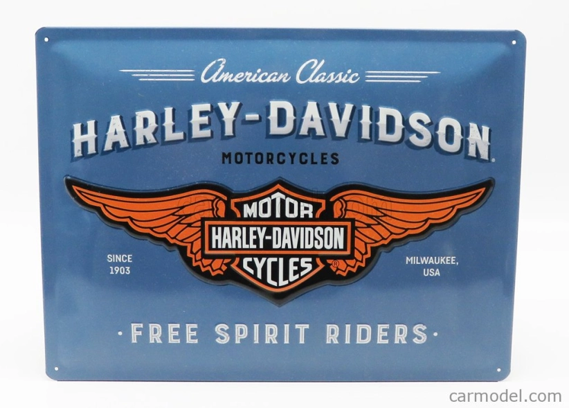 Edicola Príslušenstvo 3d kovová tabuľka - logo Harley Davidson 1:1 modrá oranžová