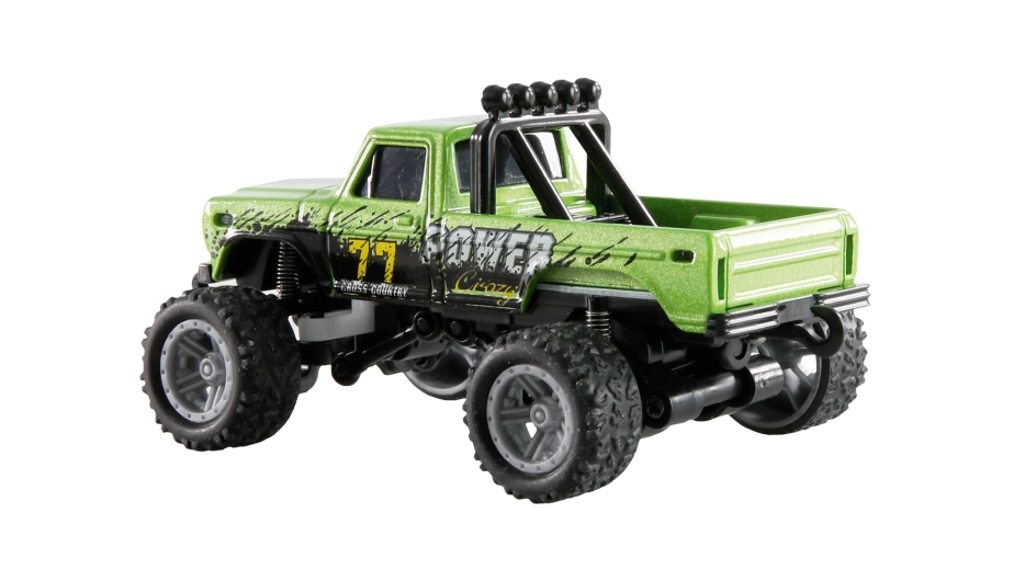 RC Monster Truck kovový 1:64 RTR LED Tempomat 2,4GHz zelený